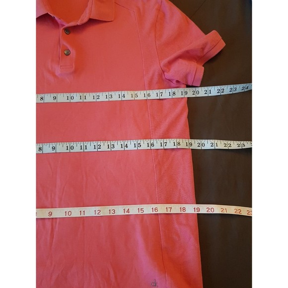 Calvin Klein Mens Body Fit Polo Golf Shirt Size Medium Logo Orange Spring Collar - Picture 11 of 13